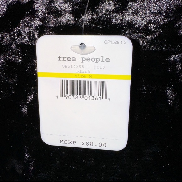 Free People Black Velvet Mini Dress Lace Size Medium - Picture 6 of 7